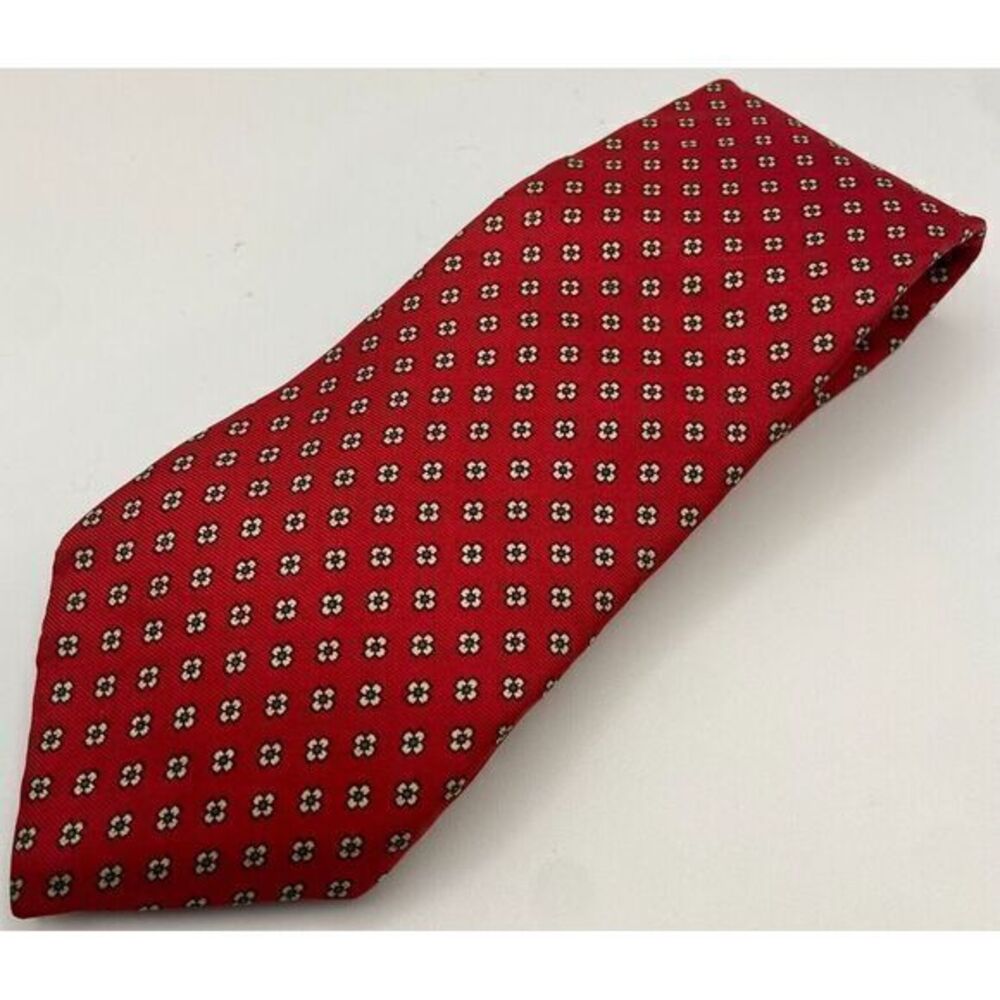 Chaps by Ralph Lauren Vintage Tie Red w/ White Green Shapes